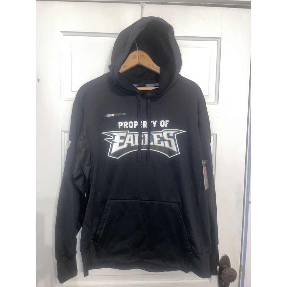 NWT NFL Team Apparel Nike Eagles Hooded Large Black Pull Over‎ Sweatshirt